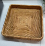 屋里屋外日式秋藤編面包籃客廳茶幾水杯托盤(pán)家用茶盤(pán)零食收納筐點(diǎn)心水果盤(pán) 平邊藤編托盤(pán)大號 37*23*5cm 曬單實(shí)拍圖
