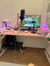 傲雨電腦桌臺式簡(jiǎn)約辦公桌家用主播直播桌臥室粉色甜妹少女電競游戲桌 櫻花裝甲丨RGB燈[光隨音動(dòng)] 桌面尺寸：140*70cm 曬單實(shí)拍圖