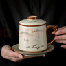 金鑲玉呂承明老師手繪 仿宋汝窯茶杯陶瓷帶過(guò)濾茶水杯辦公杯泡茶杯送禮 米黃汝窯一帆風(fēng)順手繪辦公杯 曬單實(shí)拍圖