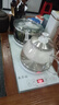 益茶福全自動上水電熱水壺底部上水嵌入式茶臺功夫茶燒水壺飲水燒水一體機抽水玻璃煮茶壺保溫泡茶壺 1L 藍光帶燈玻璃套裝白色 曬單實拍圖