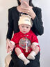 G.DUCKKIDS小黃鴨新生嬰兒衣服夏季百天連體衣中國風(fēng)抓周男女寶寶周歲禮服 大紅色 66cm 尺碼0-3個(gè)月6斤-12斤 曬單實(shí)拍圖