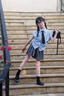 又酷又颯的女童裝夏季2025新款兒童學(xué)院風(fēng)jk百褶裙女大童夏裝套裝 藍(lán)色套裝（內(nèi)有安全褲） 140 曬單實(shí)拍圖