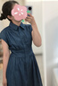 歌莉婭涼感彈力牛仔連衣裙女夏2025新款大方得體小裙子1E4L4J0W0 80U深牛仔藍(lán) XXS 曬單實拍圖
