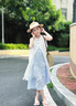 小咕嘟熊女童夏裝兒童夏季連衣裙套裝2025新款洋氣背心吊帶裙夏款兩件套裝 藍(lán)色 130 曬單實(shí)拍圖
