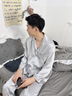 乃絲SLKMRKT情侶款春秋真絲睡衣套裝夏男女家居服桑蠶絲兩件套 優(yōu)雅灰【19姆米重磅】（男款） L 曬單實(shí)拍圖