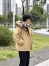Teenie Weenie Men【何洛洛同款】2025新款男女同款工裝三防貉子毛保暖派克羽絨服 米色 M (170) 曬單實拍圖