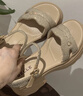 百麗（Belle）閃耀水鉆面休閑涼鞋女2025夏新厚底增高涼鞋B2670BL5 杏色 36 (230mm) 曬單實(shí)拍圖