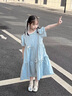 G.DUCKKIDS小黃鴨女童連衣裙夏裝2025新款洋氣童裝小女孩公主裙兒童夏季裙子 淺藍(lán)色 140 (建議125-135cm 7-8周歲） 曬單實(shí)拍圖