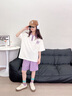 FNJ KIDS童裝女童套裝2025夏裝新款洋氣Polo領t恤中大童運動兩件套 紫色 150 (建議身高140-150cm) 曬單實拍圖