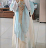 安妮優(yōu)兒中秋節(jié)漢服女童連衣裙兒童中國(guó)風(fēng)古裝超仙唐裝公主裙子 藍(lán)色  110 曬單實(shí)拍圖