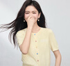 熙世界sllsky彩色紐扣短袖針織開(kāi)衫夏薄款甜美風(fēng)藍(lán)色圓領(lǐng)上衣25年新款 鵝黃色 M 曬單實(shí)拍圖