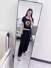 MJ STYLE美式復古黑色工裝褲女夏薄2025新款慵懶休閑褲速干運動褲 黑色 L 曬單實拍圖