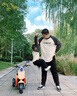 G.DUCKKIDS親子裝一家三口春季純棉休閑長袖T恤洋氣日系印花全家裝春秋上衣 米咖色t恤 130 cm 曬單實拍圖