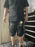 VIP飛行潮牌夏季機能工裝短褲男士寬松多口袋中褲運動(dòng)休閑五分褲速干褲子潮牌 黑色 XL 曬單實(shí)拍圖