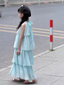 女童連衣裙夏2025新款女大童夏裝洋氣公主吊帶裙兒童多巴胺小洋裙 天藍(lán)色 160 曬單實(shí)拍圖