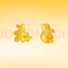周六福（ZLF）黃金耳飾女款足金閃砂金秋月桂系列桂花玉兔耳釘 計價(jià) 一對-1.87g 曬單實(shí)拍圖
