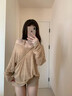 焱思泰防曬罩衫夏季新款寬松露肩長(zhǎng)袖t恤女純欲風(fēng)設(shè)計(jì)感小眾上衣慵懶風(fēng) 防曬罩衫兩件套【燕麥色有背心】 均碼 （80-135/衣長(zhǎng)65） 曬單實(shí)拍圖