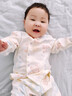優(yōu)奇嬰兒衣服新生兒純棉無骨打底開扣褲子男女寶寶秋衣套裝分體兩件套 花朵小熊 80 曬單實拍圖