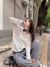 SNYDER WEAR新款套頭針織衫女裝針織衫女韓系簡約外搭薄款罩衫上衣寬松慵懶風(fēng) 黑色 薄款 S 建議(75-90斤) 曬單實(shí)拍圖