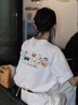 一寸相思拉布布超火白灰短袖t恤女夏季2025新款爆款寬松大版上衣純棉體恤 白灰 XL (110-125斤） 曬單實(shí)拍圖