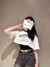 SNYDER WEAR2025夏季新款甜酷套裝女學生韓版辣妹短袖T恤+吊帶+工裝褲套裝女 白色T恤+吊帶+工裝褲三件套 S 建議70-90斤 曬單實拍圖