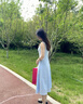 尚都比拉藍色背心裙純棉收腰顯瘦無(wú)袖裙子女夏吊帶裙小個(gè)子連衣裙 淺藍色Q52LD1947 S 曬單實(shí)拍圖