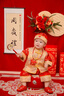 迪士尼1周歲禮服男寶寶夏季春秋男孩唐裝紅色百天宴滿(mǎn)月嬰兒抓周衣服夏 小皇子短-袖夏 80 【8-10個(gè)月體重19-22斤】 曬單實(shí)拍圖