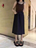 OLDER SEA百搭夏季2025小眾設(shè)計(jì)感裙褲寬松休閑褲別致闊腿褲百搭簡(jiǎn)約褲子女 黑色 M 【建議80-100斤】 曬單實(shí)拍圖