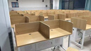 學校機房雙人桌微機房電腦考試臺式桌中小學生電腦桌教室屏風桌椅 單人80*60*75有門加厚款 曬單實拍圖