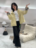雅鹿女士2025新款短款鵝絨服保暖加高立領(lǐng)拼接撞色休閑復(fù)古 檸檬黃 S 建議90-110斤 曬單實(shí)拍圖