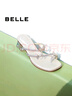 百麗（Belle）小福蝶水鉆蝴蝶夾腳拖女2025夏季新商場款粗跟增高拖鞋D6E1DBT5 銀色 37 (235mm) 曬單實(shí)拍圖