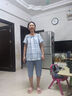 秋鹿女士睡衣夏季格子純棉短袖七分褲荷葉邊可外穿家居服套裝 淺蘭（06） M 曬單實拍圖