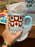 哈爾斯保溫杯水杯女生高顏值咖啡杯辦公室茶水分離吸管杯玻璃杯子兩用 藍(lán)椰拿鐵520ml【贈(zèng)杯刷+吸管刷】 曬單實(shí)拍圖
