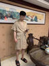 莫代爾冰絲睡袍男短袖夏季薄款透氣浴袍家居服高級感男款可外穿浴衣睡衣 G31-T10-A香檳 2XL 曬單實拍圖