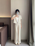 伊婭莎小個(gè)子短款西裝外套女士夏季薄款休閑氣質(zhì)女神范短袖職業(yè)西服套裝 杏色西裝+西褲 M 建議90-100斤 曬單實(shí)拍圖