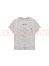 百家好（Basic House）Basic House/百家好polo領短袖細麻花小狗刺繡單排扣亞麻針織衫女 灰色 M 曬單實拍圖
