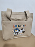 趣木也新款帆布手提包女大容量簡(jiǎn)約上班族便捷包學(xué)生百搭飯盒媽咪便當包 米色 小狗小貓打棒球款 曬單實(shí)拍圖