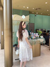 香影法式天絲連衣裙女2025夏季新款度假風(fēng)刺繡米白收腰泡泡袖裙子 米白 S 155/80A/85-95斤 曬單實(shí)拍圖