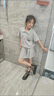 皮爾卡丹（pierre cardin）女童夏季運動(dòng)套裝2025新款中大童炸街女孩休閑短袖夏5分褲兩件套 灰色【兩件套】 150 曬單實(shí)拍圖