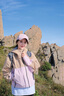 phenix菲尼克斯連帽沖鋒衣短耐磨沖鋒衣女運(yùn)動(dòng)春秋防水登山硬殼休閑外套 卡其/粉 M 曬單實(shí)拍圖