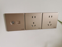 施耐德電氣 開關(guān)插座面板 86型暗裝家用墻壁電源插座面板 皓呈系列珍珠金色 二開雙控 開關(guān) 曬單實拍圖