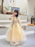 G.DUCKKIDS高定小主持人禮服女童輕奢花童婚禮森系生日公主裙高級(jí)鋼琴表演服 香檳色 160 身高150-155cm  12-13歲 曬單實(shí)拍圖