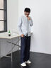 Teenie Weenie Men小熊男裝休閑日常寬松牛津紡條紋提花翻領(lǐng)襯衫 藍色 M 曬單實拍圖