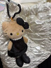 迪士尼（Disney）日本豹紋黑皮愛心扣長腿helloKitty毛絨公仔包包掛飾掛件女友禮物 黑色 曬單實拍圖