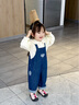 幼歌（YOUGE）嬰幼兒2025秋季純棉愛心寬松直筒時(shí)尚柔軟牛仔背帶褲潮 牛仔藍(lán) 90 cm 曬單實(shí)拍圖