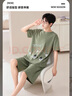 已朵100%純棉睡衣男夏季薄款短褲短袖寬松大碼全棉家居服男式套裝 曬單實(shí)拍圖
