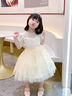 耀王兒童禮服公主裙洋氣花童蓬蓬紗連衣裙主持人鋼琴演出服DY8966 香檳色【單裙】 130 曬單實拍圖