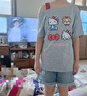 斜肩KT貓短袖t恤女2025新款夏季寬松休閑學(xué)生網(wǎng)紅風(fēng)韓系露肩上衣 灰色-斜肩像素KT貓 L 曬單實拍圖