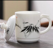 蘇氏陶瓷（SUSHI CERAMICS）羊脂玉瓷水杯陶瓷辦公杯手繪茶杯節節高升墨竹350ml伴手禮物 曬單實(shí)拍圖