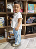巴帝巴帝夏季純棉嬰幼兒童裝防蚊褲男女寶寶運(yùn)動(dòng)長(zhǎng)褲 新淺蘭萌趣熊頭  100 曬單實(shí)拍圖